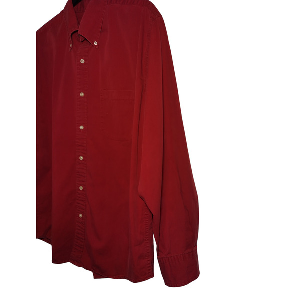 Lands' End Mens Dress Shirt Button Down Long Sleeves Red Medium Neck 15-15.5 - Picture 2 of 8